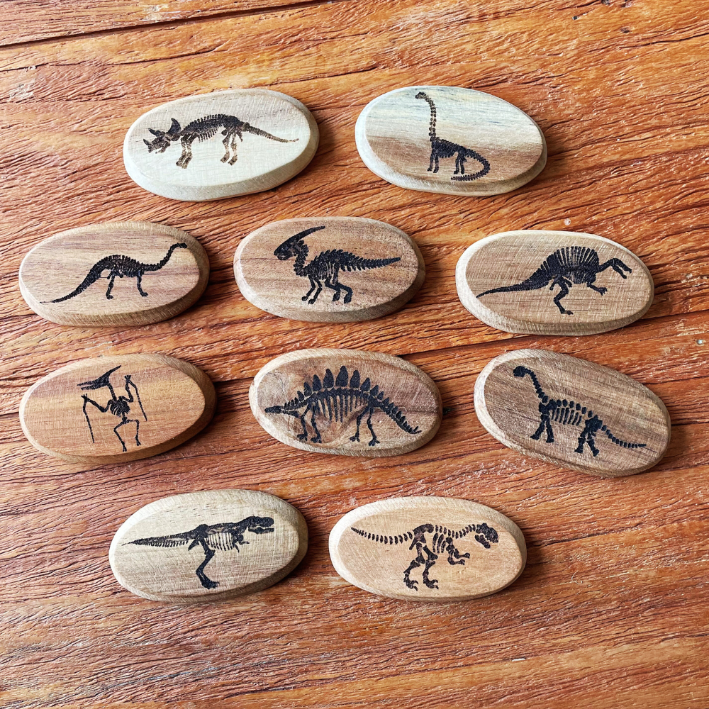 Wooden Dinosaur Stones
