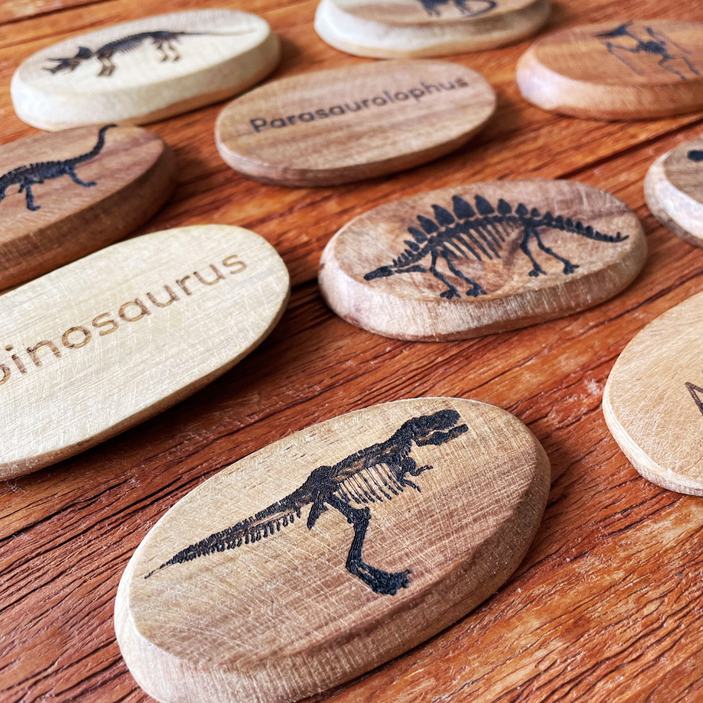 Wooden Dinosaur Stones