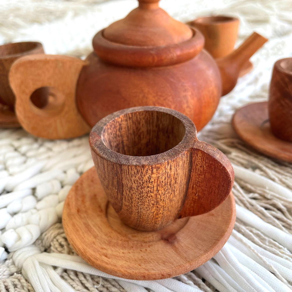 Wooden Tea Set Wooden Educational Toys Inquisitive by Nature
